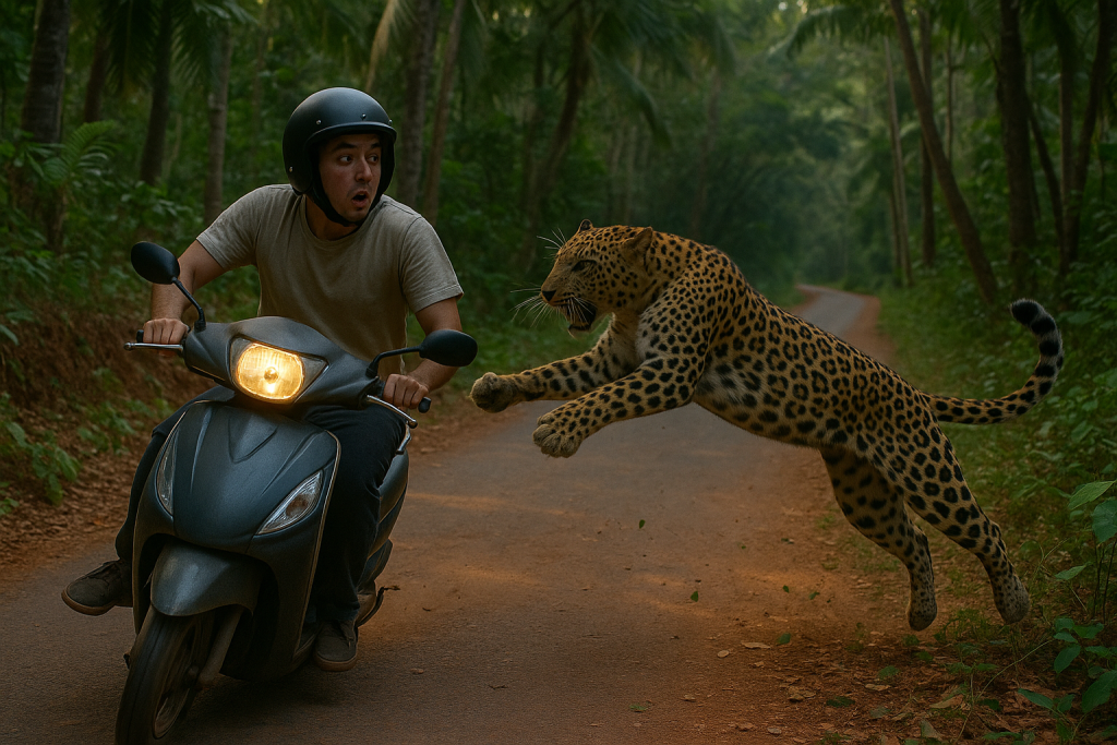 Youth Escapes Leopard Encounter Near Arambol While Riding Home